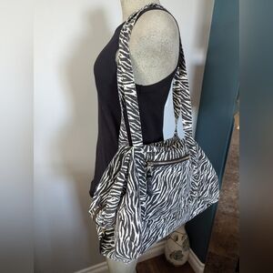 Layfaette Zebra Print Large Cotton Canvas Tote Bag Carry On Weekender Bag